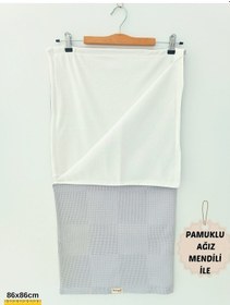 Resim S.kahve Kız Erkek Bebek Battaniyesi Pike %100 Pamuklu Doğal Organik Uyku Çift Taraflı Örtü 86x86cm Gri 