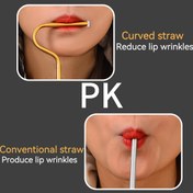 Resim 1 adet 304 Paslanmaz Çelik Dudak Kırışıklığına Karşı Pipet - Kavisli Tasarım Kırışıklıkları Önler ve Dudak Kırışıklıklarını Azaltır, Günlük Nemlendirme & Cilt Bakım Rutini için 2.76x9.75 İnç (7x23.5cm), Cilt Bakımı Aksesuarı | Pürüzsüz Dokulu Pipet | Paslanmaz Çelik Pipet 