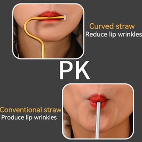 Resim 1 adet 304 Paslanmaz Çelik Dudak Kırışıklığına Karşı Pipet - Kavisli Tasarım Kırışıklıkları Önler ve Dudak Kırışıklıklarını Azaltır, Günlük Nemlendirme & Cilt Bakım Rutini için 2.76x9.75 İnç (7x23.5cm), Cilt Bakımı Aksesuarı | Pürüzsüz Dokulu Pipet | Paslanmaz Çelik Pipet 
