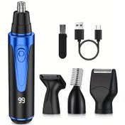 Resim Honeybeeshop Mavi Gertzy Erkekler 4ü 1 Arada Profesyonel Güzellik Seti Usb Sarjli Burun Tuy Kesici Sakal Kas Kesici Ideal Babalar Gunu Hediyesi 