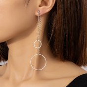 Resim 1/2 Çift Zarif Minimalist Kadın Dangle Küpeler - Metal Çift Halka Kolye Uzun Zincir ve Püskül Tasarımı, Günlük Giyim ve Özel Günler için Altın Tonlu Takı, Şenlik Takıları | Şık Tarz | Metalik Kaplama 