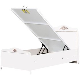 Resim Meltem Kids Prestij Beyaz Genç Odası Tek Kişilik Amortisörlü Karyola 100x200 Cm 