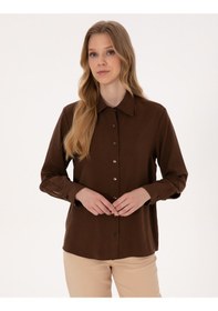 Resim Pierre Cardin Kadın Koyu Kahverengi Gömlek Desenli 50318219-vr084 Koyu Kahverengi 