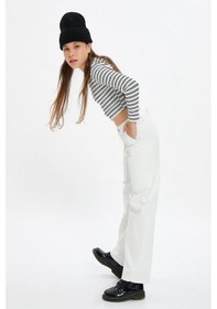 Resim Koton Kız Çocuk Bol Paça Kot Pantolon Önde Cep Detaylı Pamuklu - Crop Wide Leg Jean 001 