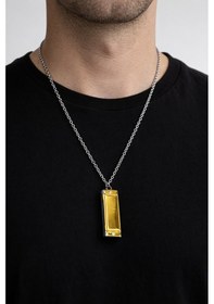 Resim Unisex Metal Mızıka Kolye Altın Siyah 60 Cm Zincir Sesli Tasarım Çok renkli 