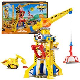 Resim Paw Patrol Rubble & Crew Rubble Buldozer ve Bark Yard Vinç Kulesi Oyun Seti 