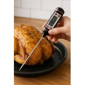 Resim Store Dijital Et ve Gıda Termometresi, Anında Okuma Özellikli, Paslanmaz Çelik Prob, LCD Ekranlı Mutfak Termometresi 