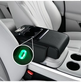 Resim Dashanshop Siyah 1 Adet Type-c Işıklı Araç Konsol Kapağı Dokuma Hafızalı Köpük Saklama Kutusu 