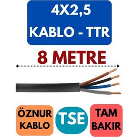 Resim Öznur 4x2,5 Ttr Kablo Metre Seçenekli Siyah - 8 Metre 