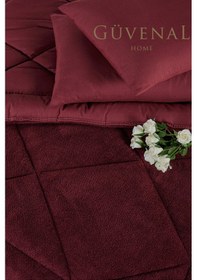 Resim Elite Wellsoft Tek Kişilik Çift Taraflı Yastık Kılıflı Lüx Yorgan Seti Yorgan Uyku Seti Çeyiz Bordo 
