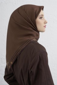 Resim Armine Monogram Desenli Saf İpek Twill Eşarp 9401d 80 KAhverengi 