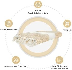 Resim 4'lü paket -%100 Pamuk Peştamal 100x180 cm, Havuz ve Plaj Havlusu, Spor Havlusu, Hızlı Kurur ve Koku Yapmaz, Emici, Hafif ve Kompakt, bej 