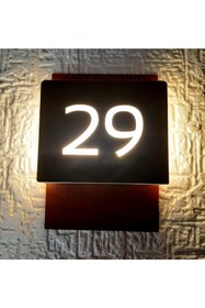 Resim Yönline Ahşap Görünümlü Dış Mekan Işıklı Numara 20 x 15 cm Wooden Serisi 