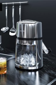 Resim 1,1 L Manuel Buz Kırıcı, Paslanmaz Çelik Bıçak, Tam Metal Gövde, Kaymaz Ayak - Gümüş 