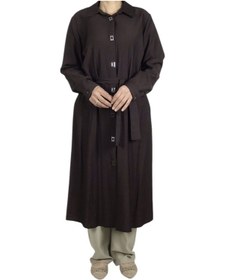 Resim Ece Giyim Kadın Önü Çıtçıtlı Beli Kuşaklı Tunik Kahverengi 