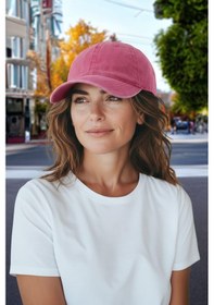 Resim İthal Eskitme Model Yıkana Bilir Pembe Kot Şapka 