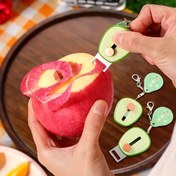 Resim 1 adet/2 adet Taşınabilir Kayıp Önleyici Anahtarlık Mini Soyma Aleti Çekilebilir Çok Fonksiyonlu Soyma Aleti Paslanmaz Çelik Açık Hava Meyve ve Sebze Soyma Aleti 