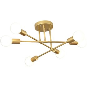 Resim Suntek Modern Tavan Lambası Mat Siyah Kaplama Retro Altın 1 