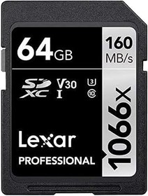 Resim Lexar Professional 64GB 1066x SDXC UHS-I Kart, up to 160MB/s read 70MB/s write C10 V30 U3, Standart 