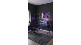 Resim Hey Modüler Mobilya 120 cm Gaming Profesyonel Oyuncu Masası Siyah Tabla, Siyah Metal Ayaklı Hey Gaming 