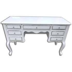 Resim Evimeaksesuar 7 Çekmeceli Lükens Ayaklı Makyaj Masası Lake Beyaz Sisli 