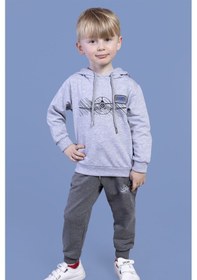 Resim Toontoy Kids Toontoy Erkek Çocuk Kapüşonlu Baskılı Eşofmantakımı Gri Melanj 
