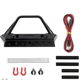 Resim Geeroyoo 1/10 Rc Crawler Ön Metal Çarpma Çubuğu - Çekme Kancalı Ve Led Aydınlatmalı Axial Scx10 Uyumlu 