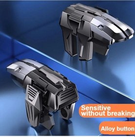 Resim M-01 Mobil Oyun Tetik Gamepad Altı Parmak Amaç Çekim Pubg Telefon Oyun Denetleyicisi Için Ergonomik Anahtar Düğmesi Joystick 