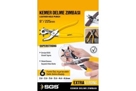 Resim Sgs Kemer Delme Zımbası 6 Farklı Delik Boyutu ile Ergonomik Tasarım 225 mm Dayanıklı Metal 