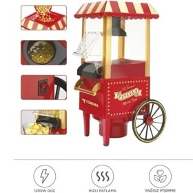 Resim Yağsız Mısır Patlatma Popcorn Makinesi Kırmızı 