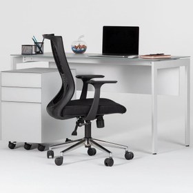 Resim Keson 3 Çekmeceli Cam Kaplama Ofis Masaaltı Dolabı 