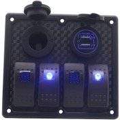 Resim Aubyhe 2021 Yeni 4'lü Pbt Panel Anahtar Seti - Mavi Işıklı 3p + 5v 4.8a Usb Şarj + Sigara Çakmağı Bağlantısı 