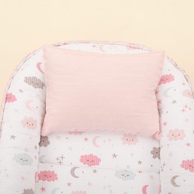 Resim Babynest ve Yastık - Çift Taraflı - Pembe Saten - Pembe Bulut 