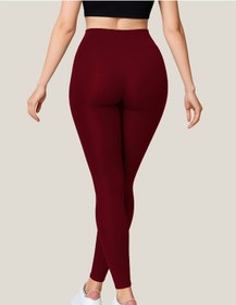 Resim Alya Underwear Toparlayıcı Yüksek Bel Kadın Günlük Spor Parlak Tayt Bordo 