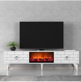 Resim Varna Tv Sehpası Şömineli Alt Modül Beyaz 