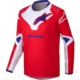 Resim Alpinestars Youth Racer Veil Off-road Genç Motosiklet Jerseyi Kırmızı Beyaz Mavi 