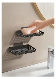 Resim 6lı Banyo Duş Seti Duş Rafı Şampuan Sabun Askılık Siyah 