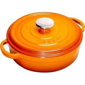 Resim Sürel Degrade Turuncu Yuvarlak Sığ Döküm Tencere 24 Cm 