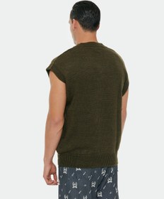 Resim Triko Haki Oversize Süveter - S-M 