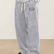 Resim Erkekler için Bol Kesim Kadife Jogger Pantolonlar, Beli İpli - Düz Paça Günlük Pantolonlar, Düz Mavi Renkte, Günlük Kıyafetler, Spor ve Dış Aktiviteler için Mükemmel, Günlük Giyim Pantolonları | Bol Kesim Pantolonlar | Kadife Dokusu 