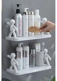 Resim Tineke Banyo Mutfak Organizer Şampuan Kozmetik Çöp Adam Raf 3 Ad Beyaz 