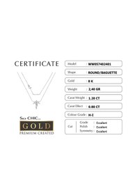 Resim Beyaz Altın Sertifikalı Premium Created Baget Taşlı Kolye Altın - Beyaz 