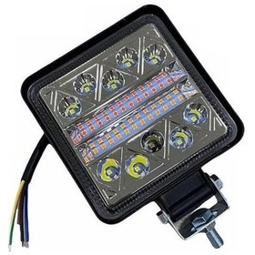 Resim Tecnopoint Beyaz Led Sarı Kırmızı Çakarlı Kare Off Road Sis Farı Çalışma Lambası 26 Led 10-36v 102w 