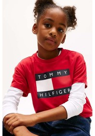 Resim Kız Çocuk Büyük Logolu T-shirt - Kırmızı Primary Red 