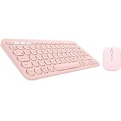 Resim TezMax Acer Iconia P10 (NT.LG1EY.001) 10.4" Uyumlu Kablosuz Bluetooth Pilli Klavye Mouse Seti - Pembe 