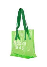 Resim Bagmori Beach Bag Baskılı Şeffaf Plaj Çantası Yeşil 