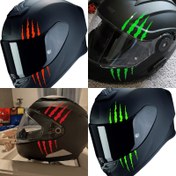 Resim 1 adet Canavar Pençesi Çizik Şerit Vinil Çıkartma - Su Geçirmez PVC, Kendinden Yapışkanlı Sticker Motosiklet Kaskları, Yakıt Tankı, Scooterler ve Daha Fazlası için - Siyah, Kırmızı ve Yeşil Şeritler ile, Dayanıklı ve Şık DIY Dekor, Scooter Çıkartması | Canlı Şerit Tasarımı | PVC Çıkartma 