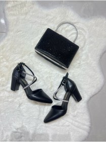 Resim FLORİN SİYAH ÇAPRAZ TAŞLI ABİYE AYAKKABI 