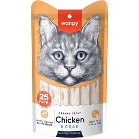 Resim Wanpy Creamy Treat Tavuklu ve Yengeçli Likit Creamy Kedi Ödülü 25Li Paket (25 x 14 Gr) 