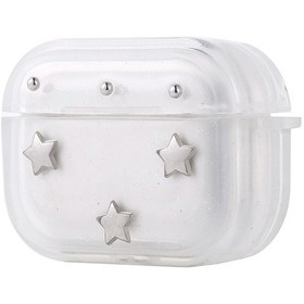 Resim Ekılıf - Apple Uyumlu AirPods Pro 2 - Kılıf Airbag Tasarımlı Simli Şeffaf Kutup Kılıf - Airbag 44 - Yıldız - T36624 Yıldız 